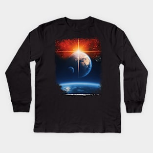 Fantasy Earth Space Planets Universe Kids Long Sleeve T-Shirt